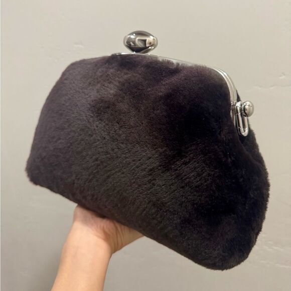 Real Shearling Leather Handmade Push Lock Frame Shoulder Bag, Crossbody - Picture 7 of 15